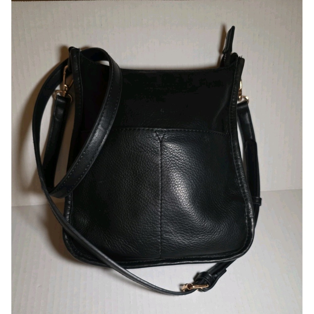 American Leather Co Black Leather Crossbody Bag Medium Zip Purse 2 pockets